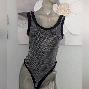 L /C Lizette Collection Black all Over Rhinestone Bodysuit Sizes M L XL  Nwt❤️
